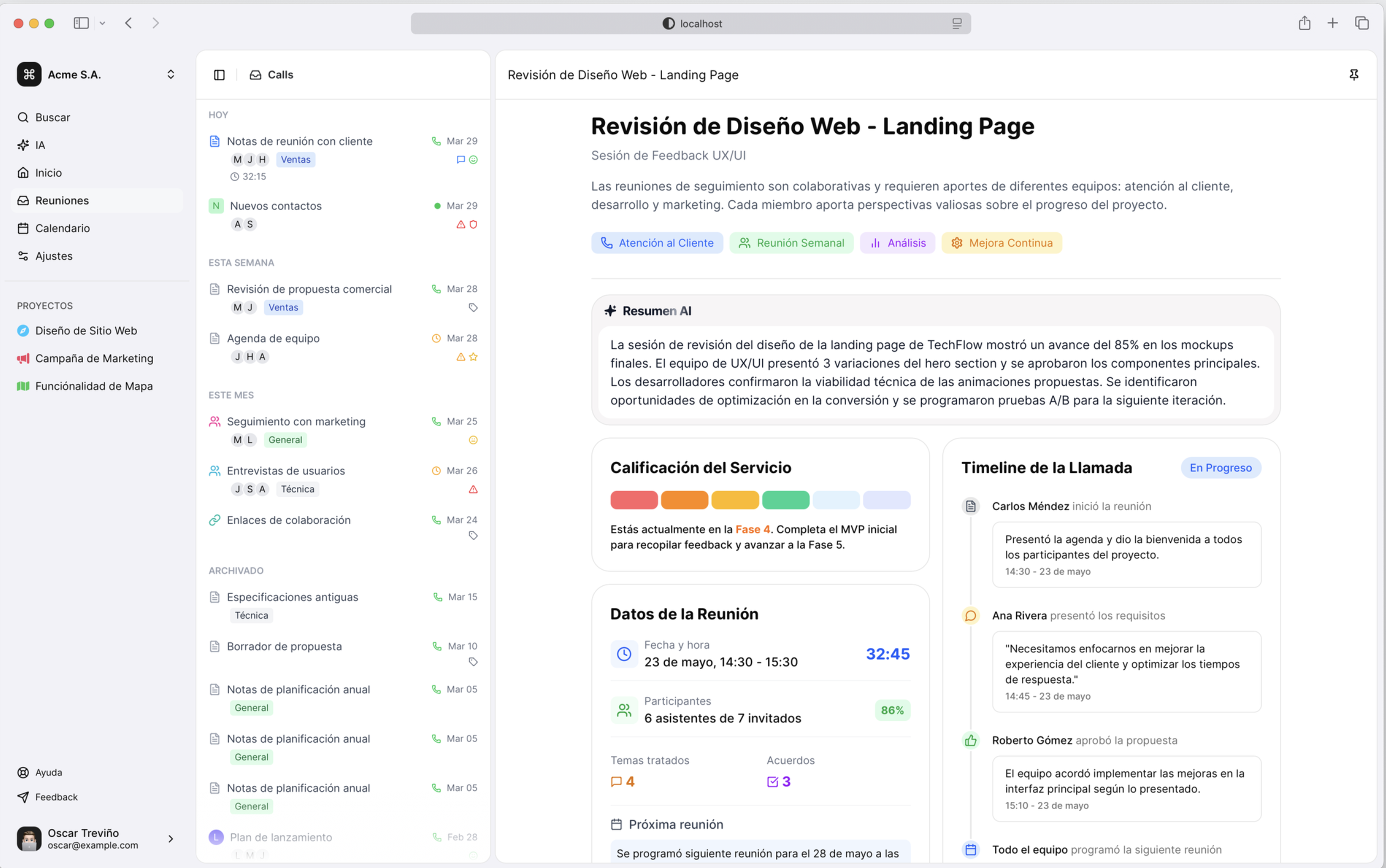 TeamTrack app: an intuitive analytics interface for every project and client