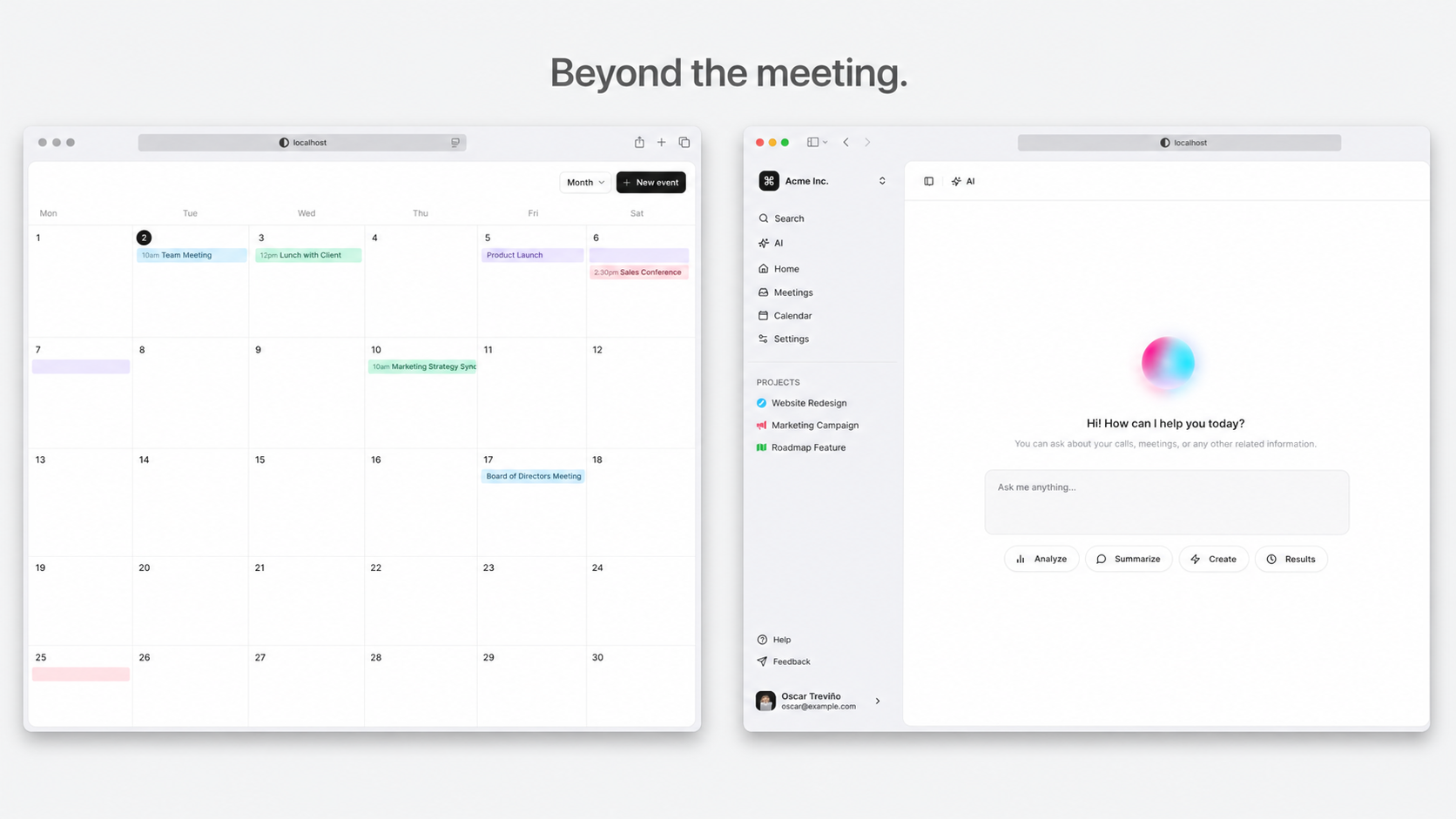 TeamTrack web dashboard: comprehensive call analytics for teams and managers